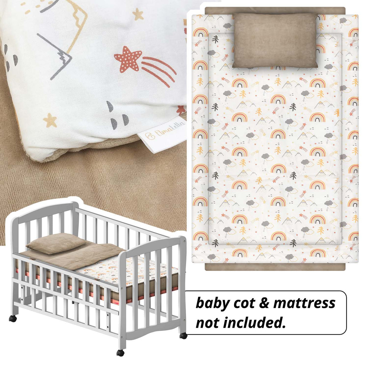 Lily trim and dan cot sheets