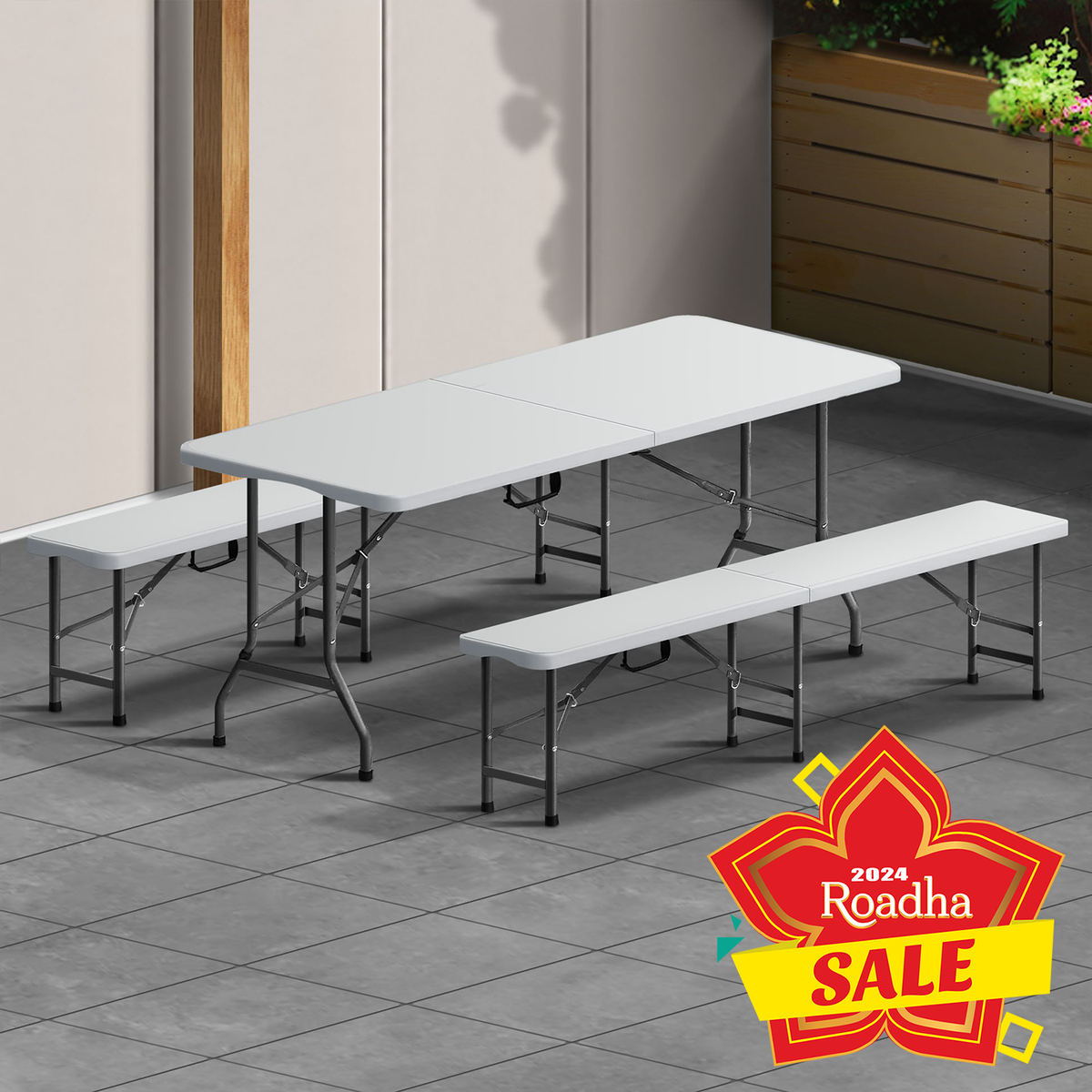 Foldable table and discount bench