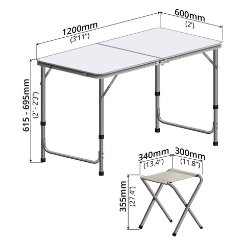 Folding Table Set (120 x 60cm)