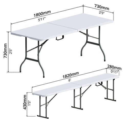 Folding Table with 2 Benches